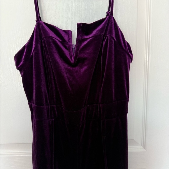 Elegant Purple Velvet Jumpsuit - Picture 2 of 6